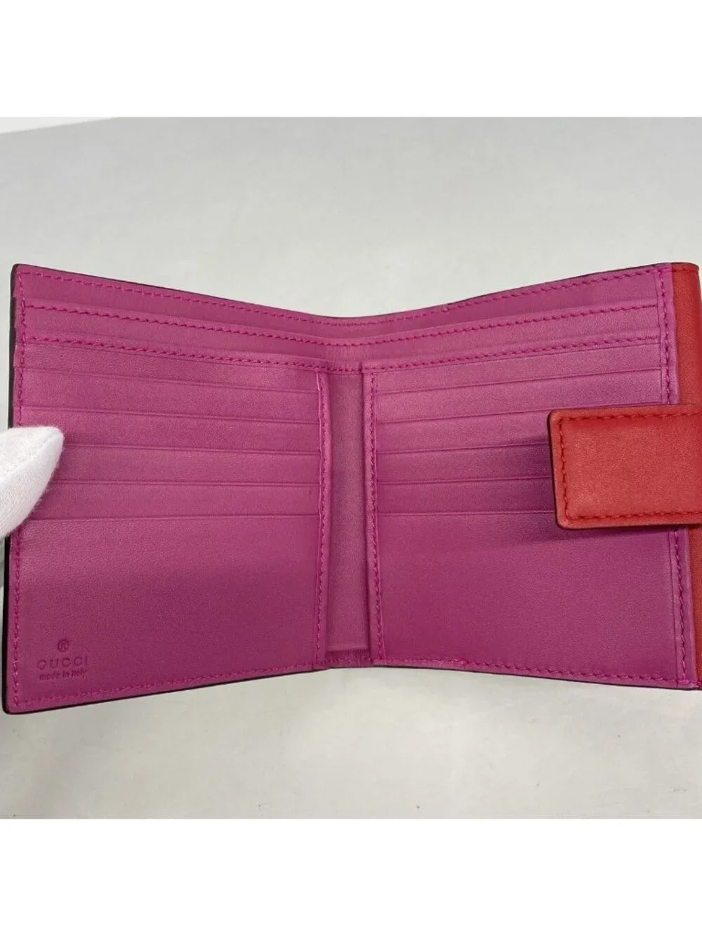 Gucci Wallet GG Supreme Leather Red Brown Gold - Picture 3 of 7